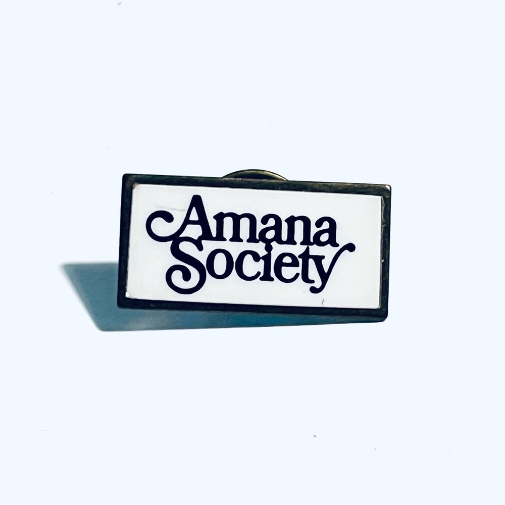 Amanda Society Rectangular Logo Pin in White and Black